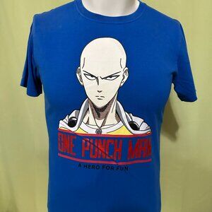 One Punch Man A Hero For Fun Men's Blue T Shirt Size Medium